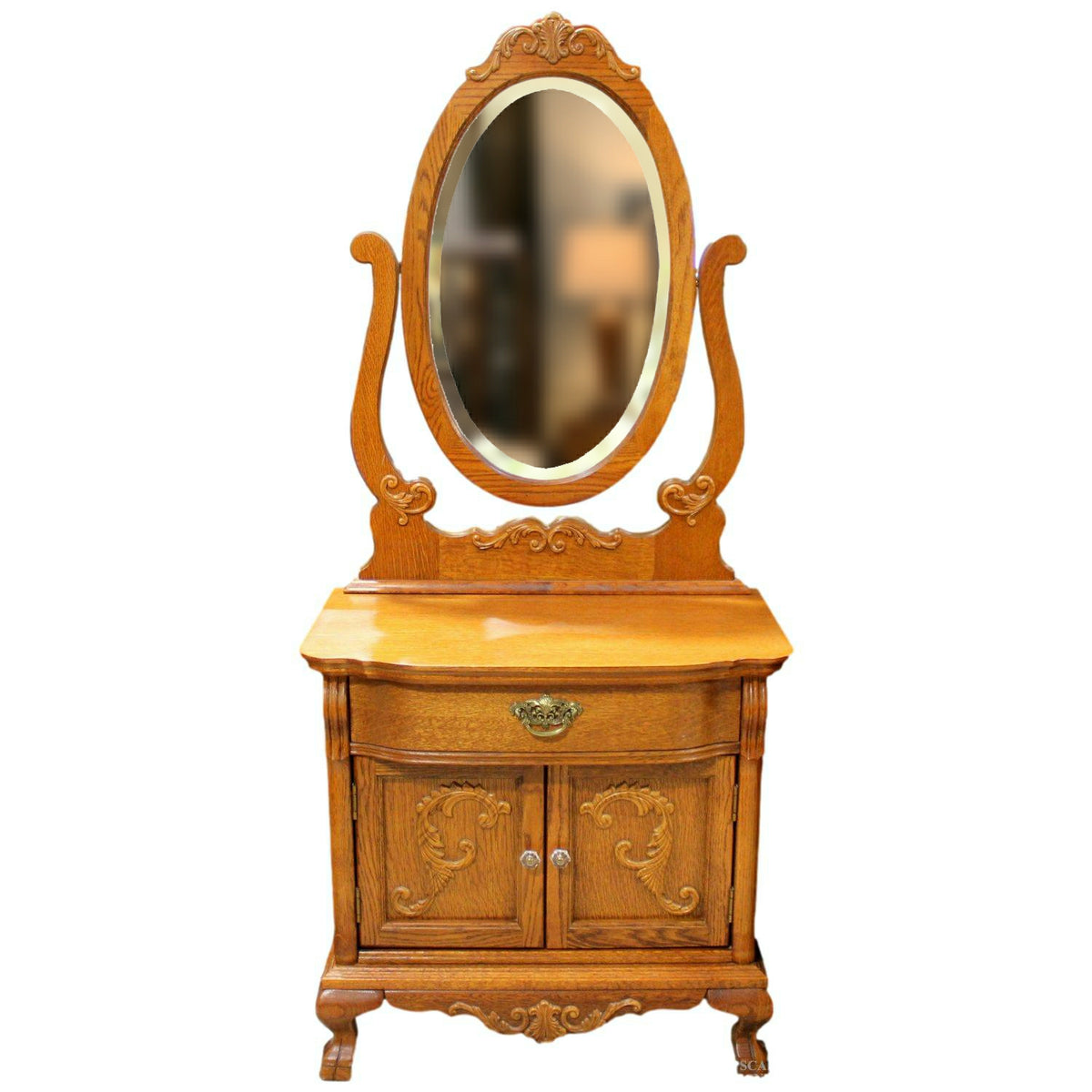 Lexington Oak Vanity w/Harp Mirror