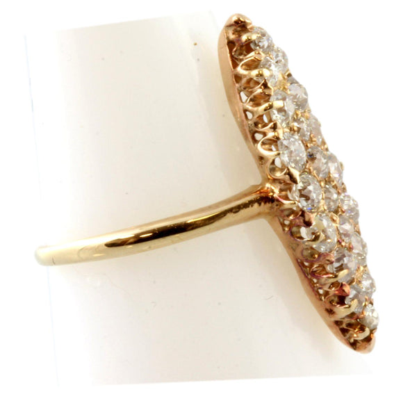 Victorian .88ctw Old Mine Cut Diamond 14K Navette Shape Ring