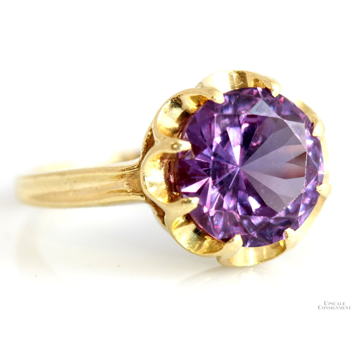 Vintage 5.2ct Lab-Created Color Change Sapphire 14K Gold Ring