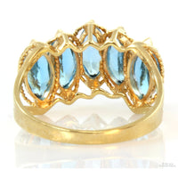 14K Yellow Gold 5-Marquise 2.80ctw Blue Topaz Gem Ring