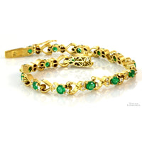 3.45ctw Emerald & .55ctw Diamond 18K Gold Bracelet