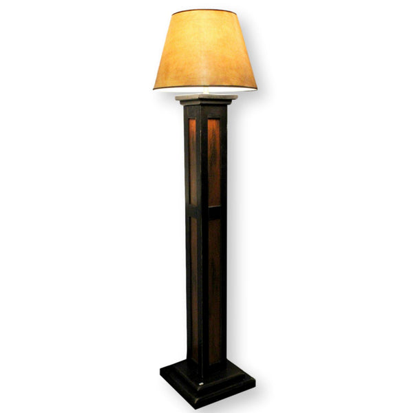Rustic Square Post Wood Floor Lamp