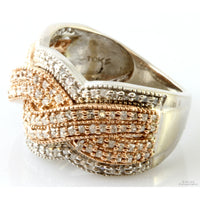 1.02ctw Diamond Crossover Weave 10K Two-Tone Gold Ring