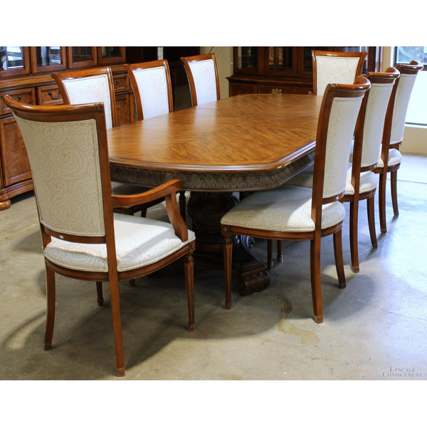 Double Pedestal Dining Table w/8 Chairs