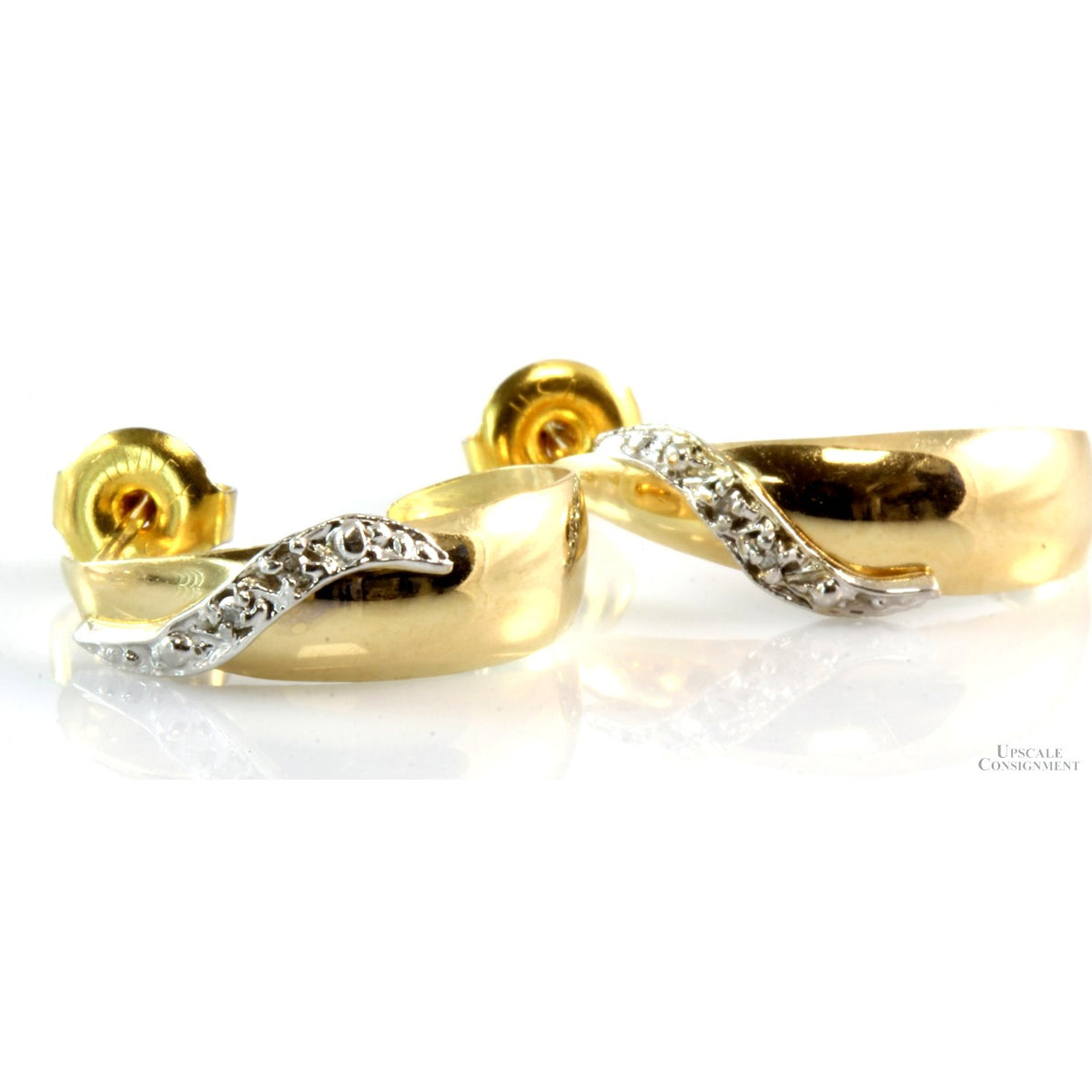 .03ctw Diamond 14K Gold J-Hoop Earrings