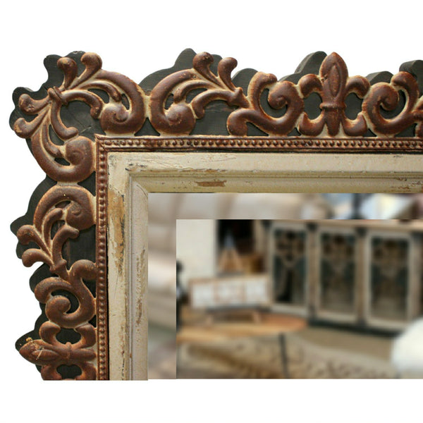 Wood & Metal Framed Wall Mirror