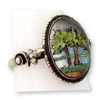 Sterling Silver Patent Assembled English Scenic Landscape Ring