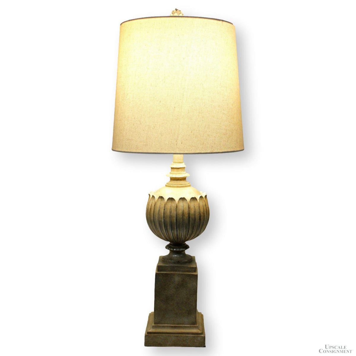 Faux Mottled Stone Table Lamp with Orb