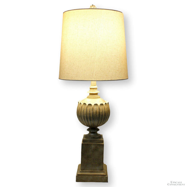 Faux Mottled Stone Table Lamp with Orb