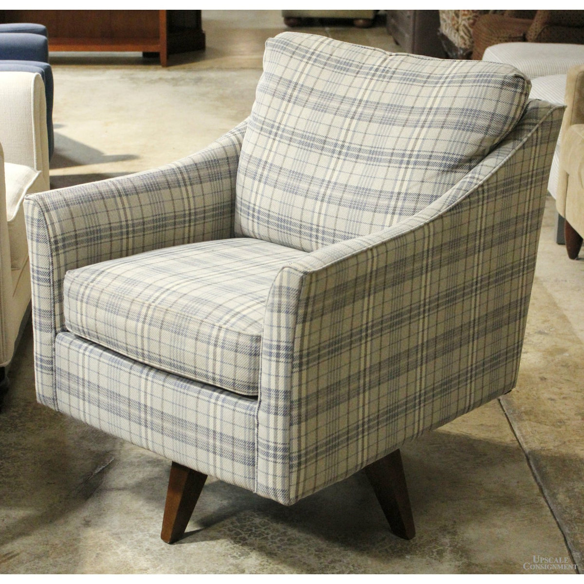 La-Z-Boy Plaid Swivel Club Chair