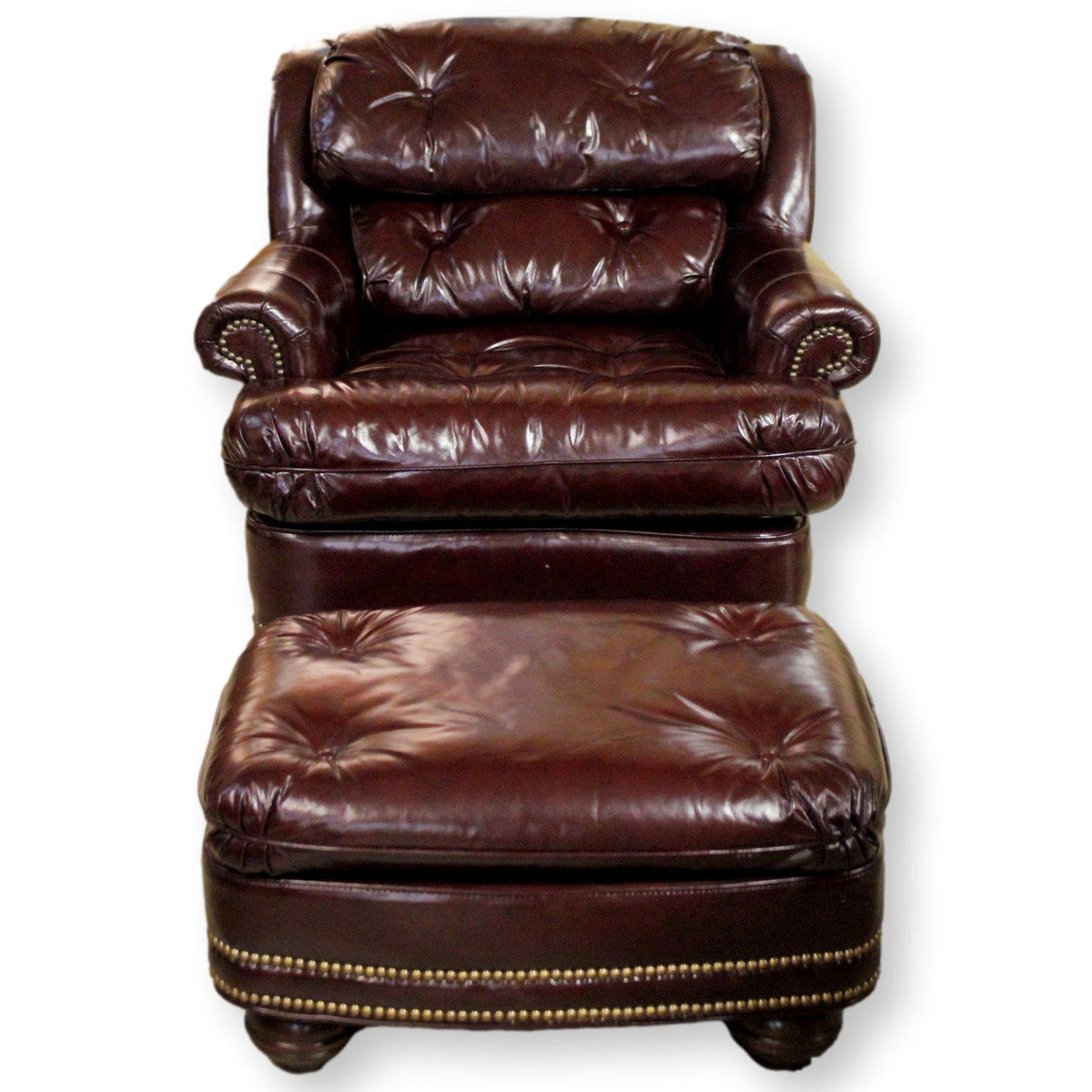 Distinction Leather Mahogany Leather Club Chair & Ottoman