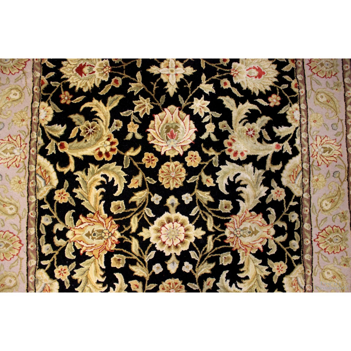 5' X 8' Wool & Silk Black & Blush Botanical Area Rug