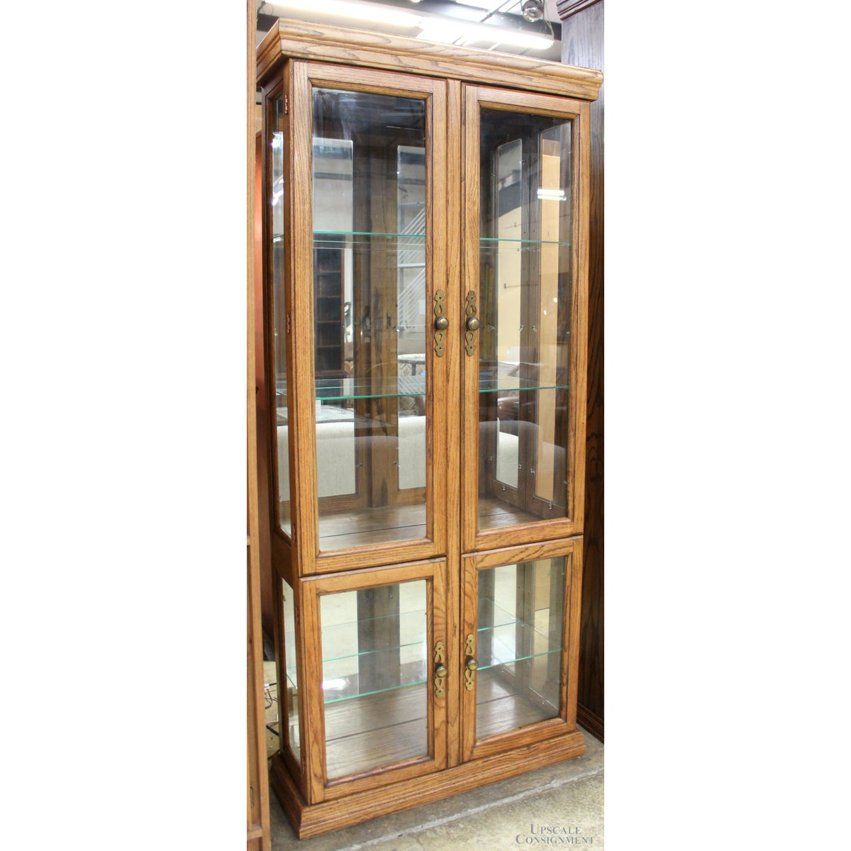 Oak 4 Door Curio Cabinet