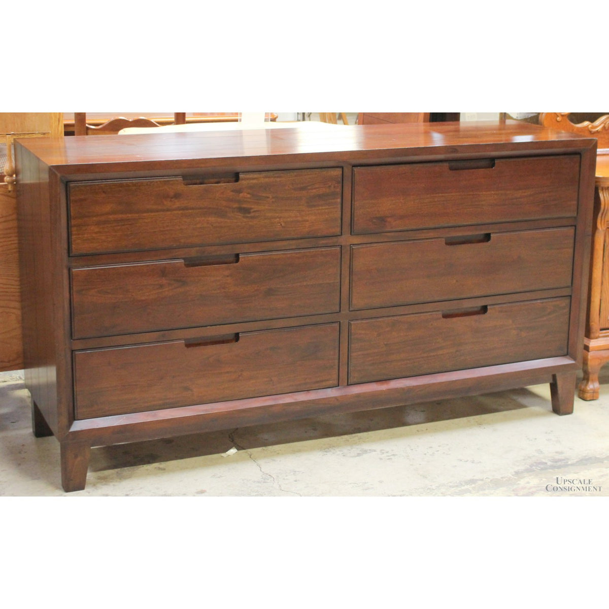 Modern Mahogany 6 Drawer Dresser