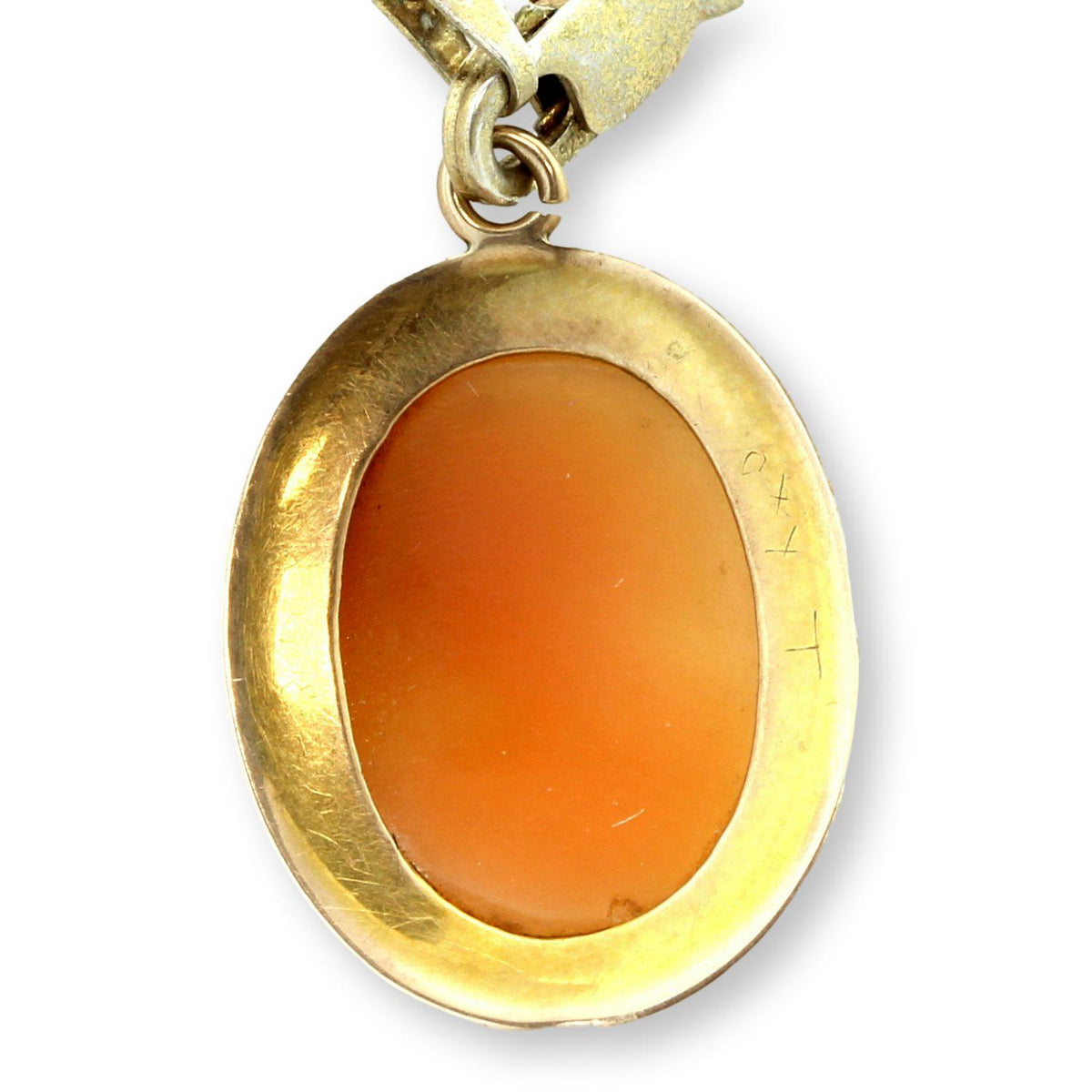 Vintage 14K Gold Shell Cameo Pendant Classical Lady Profile Mid-Century
