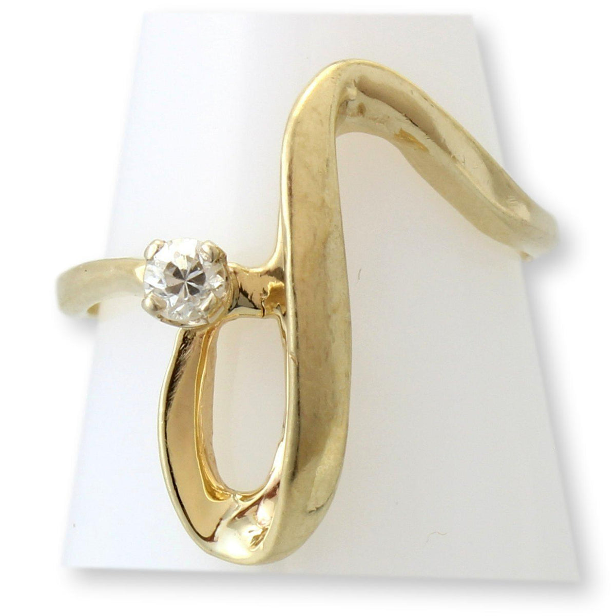 Vintage Japanese Modernist 10KP Gold Transitional Cut Diamond Ring | Estate Diamond Ring