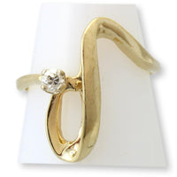 Vintage Japanese Modernist 10KP Gold Transitional Cut Diamond Ring | Estate Diamond Ring