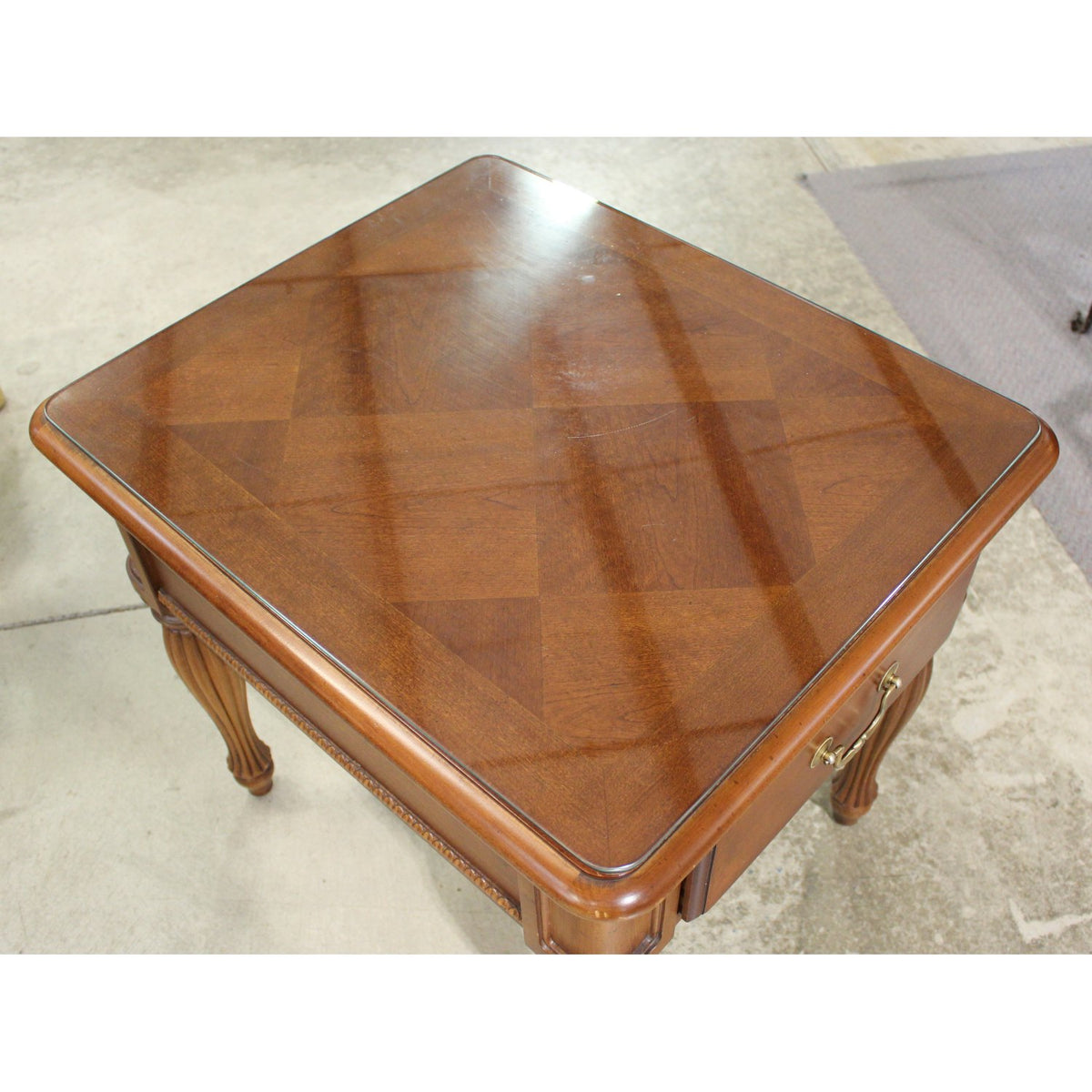 Thomasville End Table w/Protective Glass