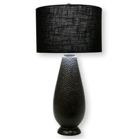 Hammered Copper Table Lamp w/Black Shade