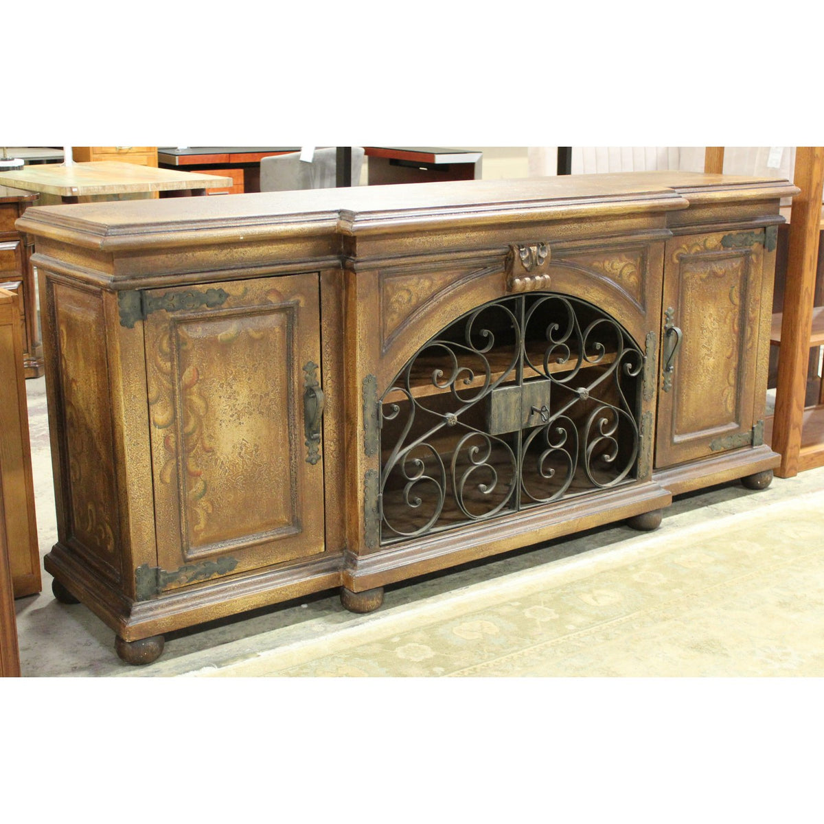 Accents of Salado Rustic Mediterranean Sideboard w/Scrolling Iron Doors