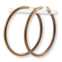 Chocolate Polished 2" Hoop Earrings in 14K Gold