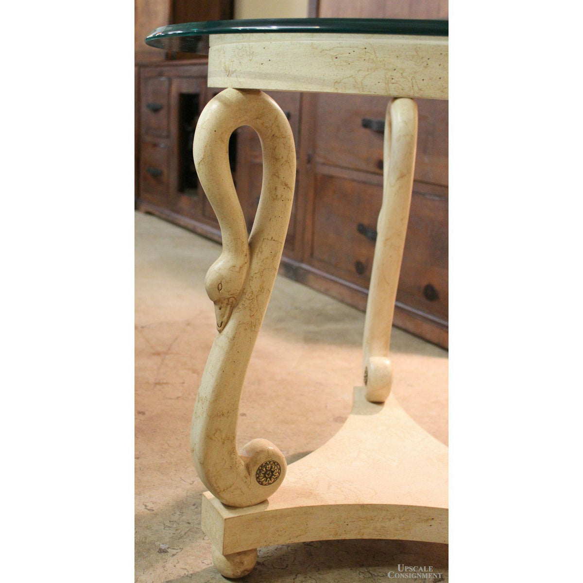Swan Neck Round Glass Accent Table