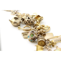 Vintage 10K Gold Charm Bracelet - 31 Charms c. 1960s