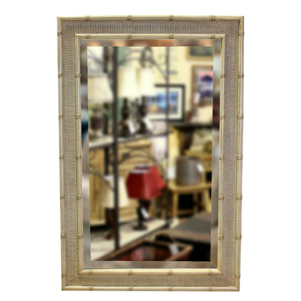 Beveled Wall Mirror w/Bamboo Motif Frame