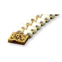 14K Gold Multi-Row Pearl & Gold Spacer Bead Bracelet