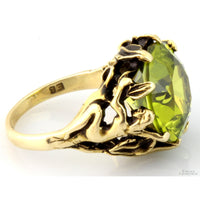 14K Gold 3.53ct Lab-Created Chartreuse Green Spinel Ring