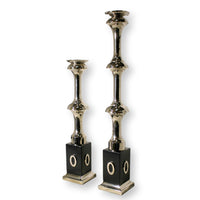 Global Views Pair of Black & Chrome Candle Holders