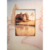 Gold Framed Print - Country Cottage Print w/Fancy Matting