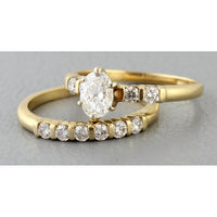 14K Gold Oval Diamond Engagement Ring & Wedding Band Set – Approx. 1.15 CTW
