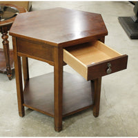 Bernhardt Walnut Hexagon Accent Table