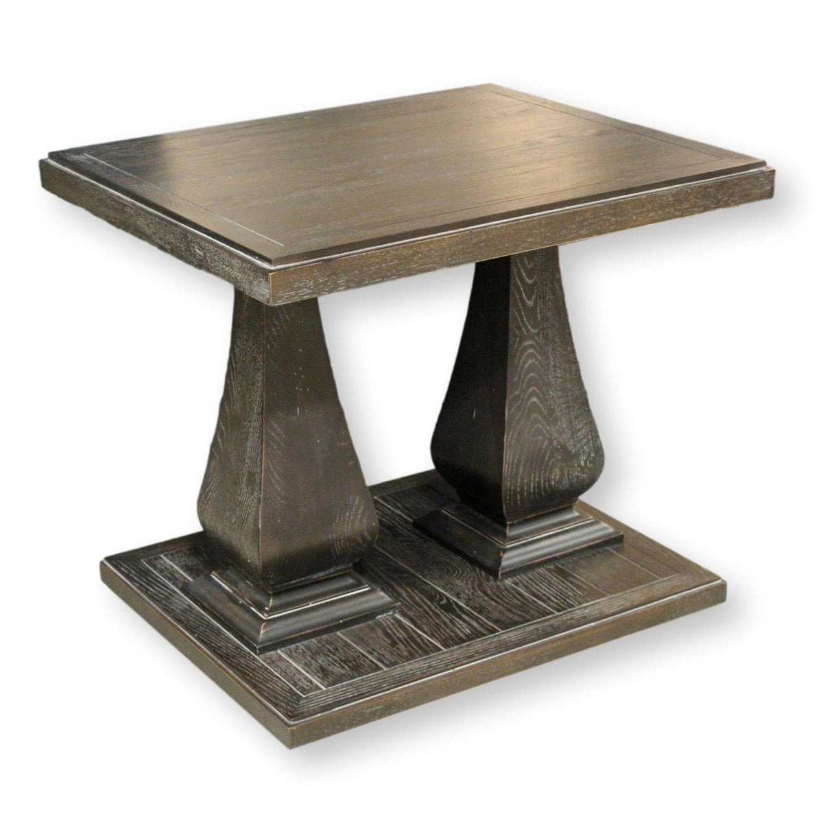Bassett Black Double Pedestal End Table