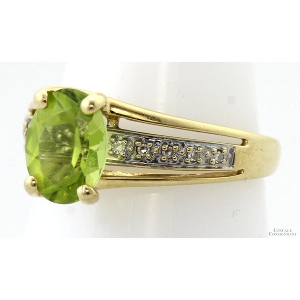 14K Two-Tone Gold 2ct Vibrant Green Peridot & Diamond Ring