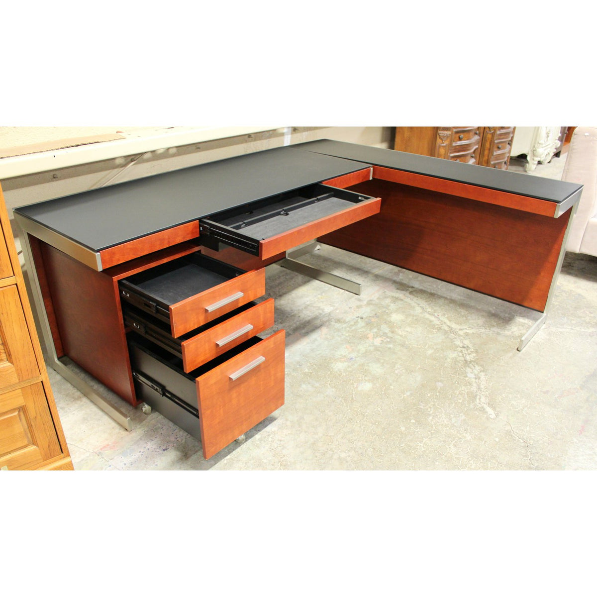 BDI Desk, Return, and File Cabinet