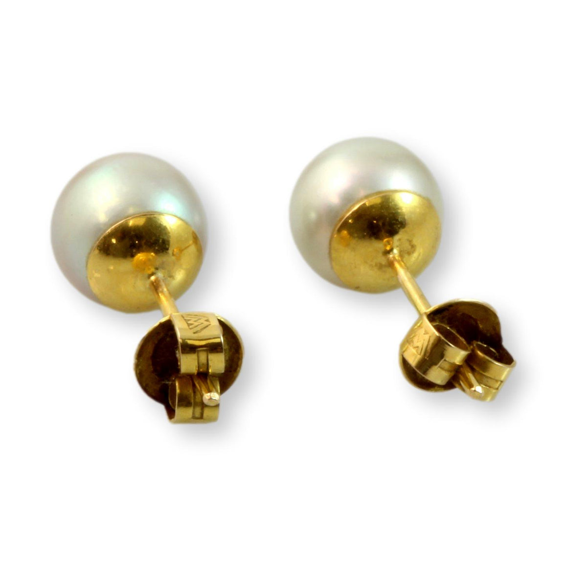 7.70mm Cultured White Pearl 14K Gold Stud Earrings