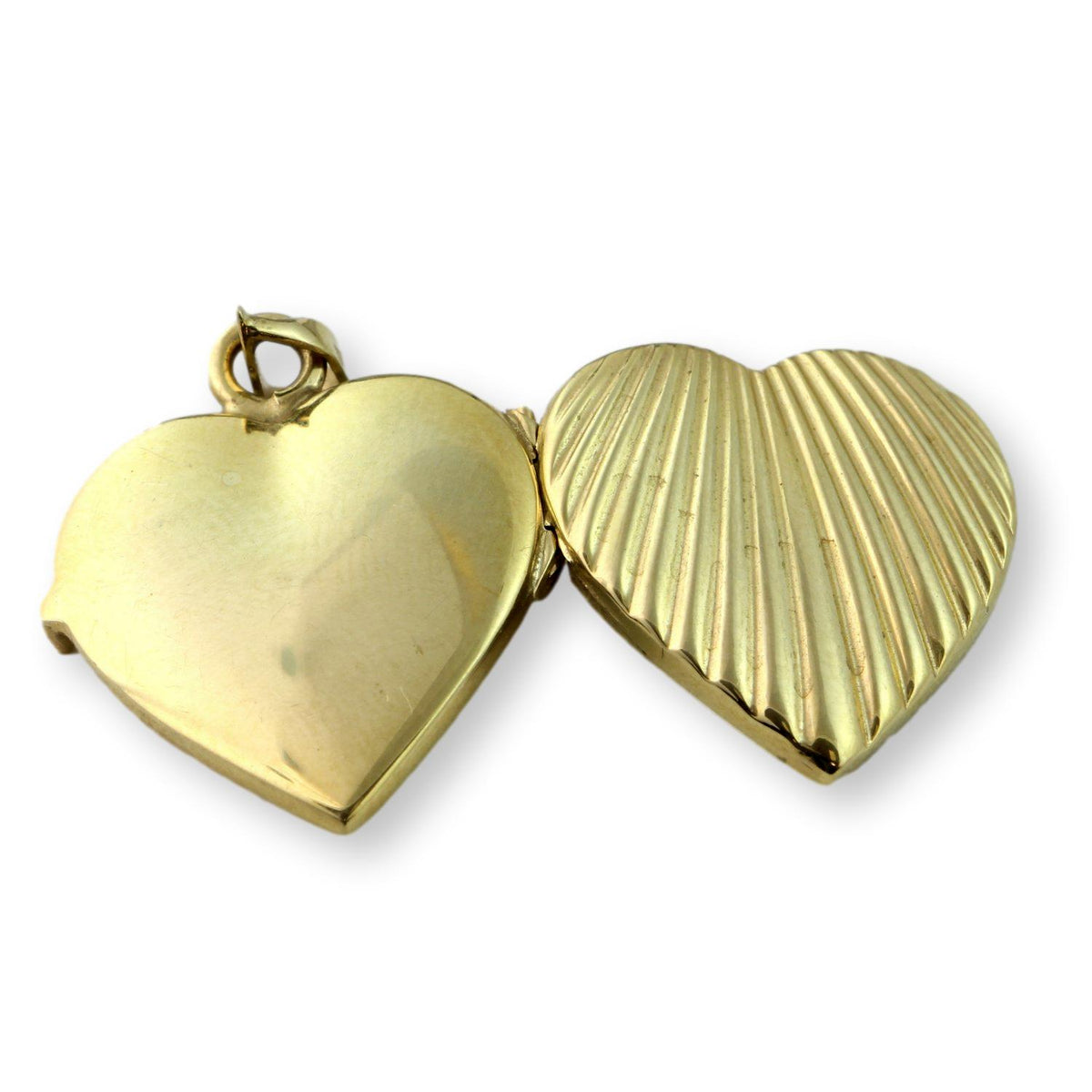14K Yellow Gold Heart Shaped Photo Locket Pendant - 3.82G