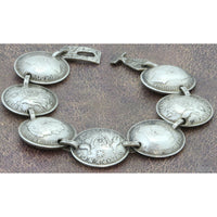 WWII Australian Sterling Silver Coin Trench Art Bracelet 1940–43