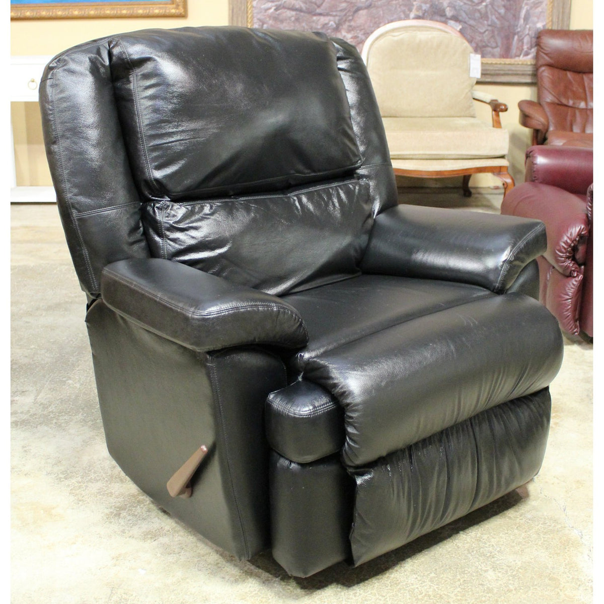 Franklin Corp. Black Leather Rocking Recliner