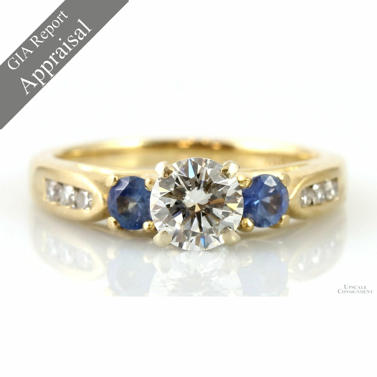 Diamond & Sapphire 14K Yellow Gold Ring - GIA Grading Report