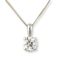 14K White Gold .58ct Diamond Solitaire Pendant & Chain