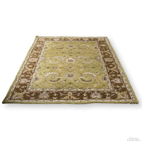 5' X 7' Green & Brown Wool Area Rug