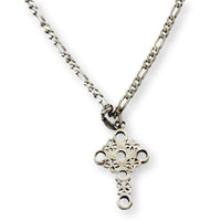 Vintage Sterling Silver White Created-Opal Cross Pendant & Chain