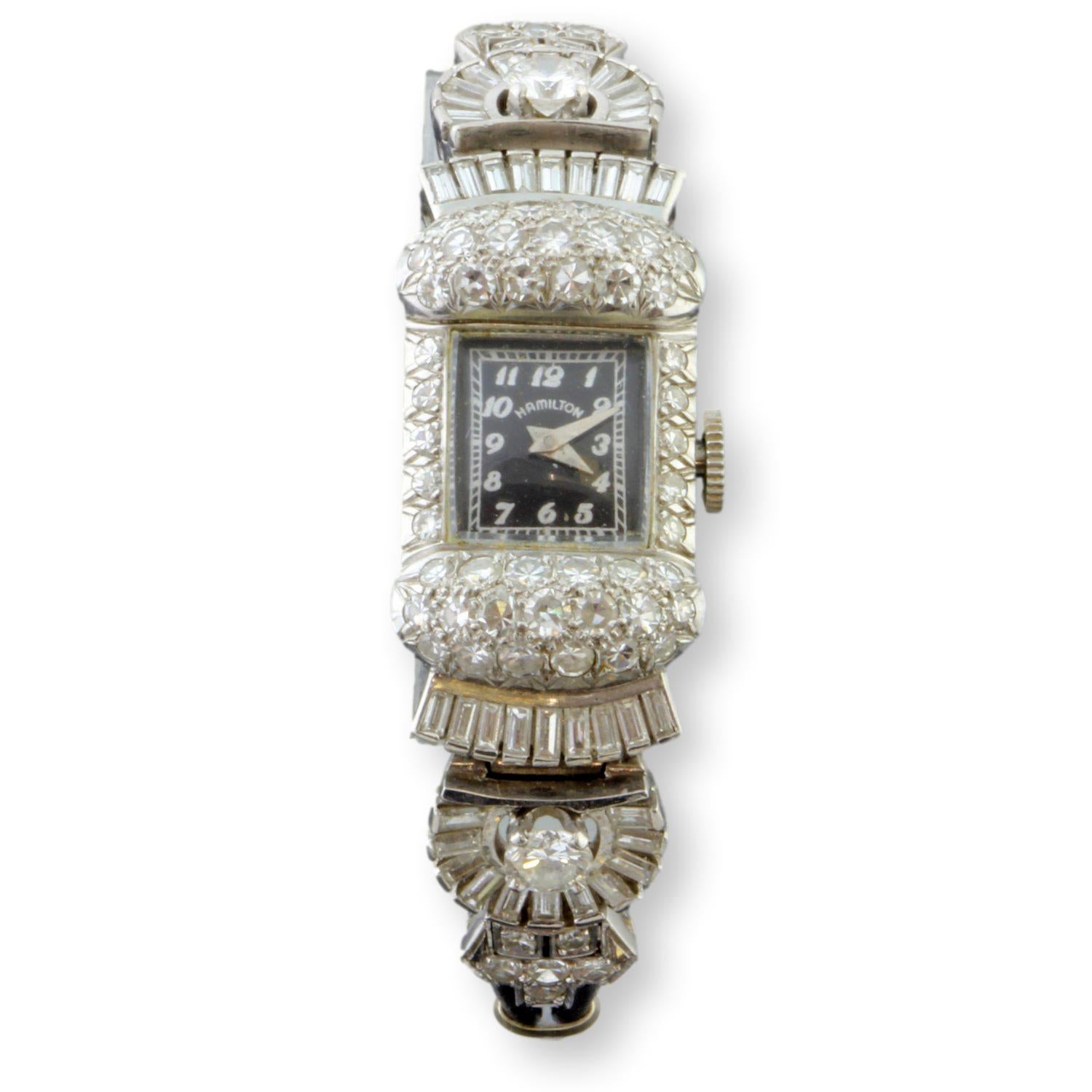 Exquisite 1940s Platinum 3.25ctw Diamond Hamilton Art Deco  display picture 1