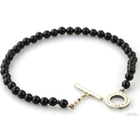 Tiffany & Co. Black Onyx Bead Sterling Silver Toggle Bracelet