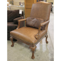 Flexsteel Brown Leather Claw Foot Accent Chair