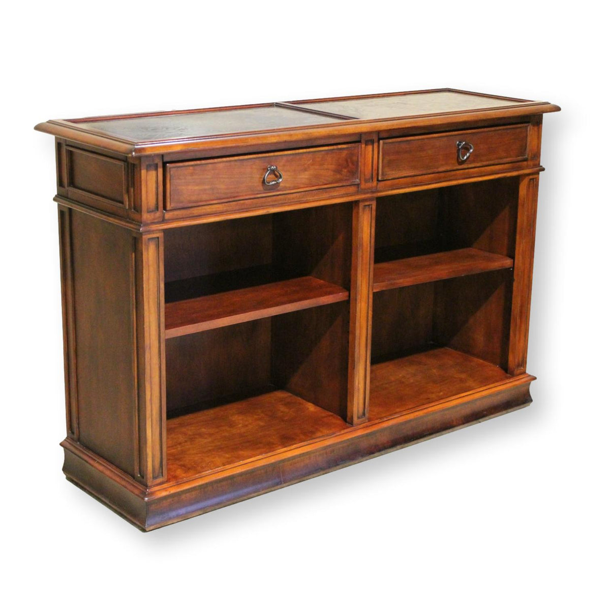 2 Drawer Console w/Black Scrollwork Inlay Top
