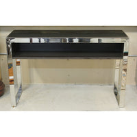 Modern Black Glass & Chrome Console Table
